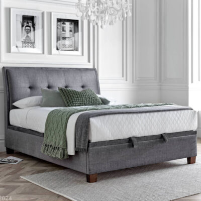 Accord Fabric Ottoman Storage King Size Bed In Vogue Grey