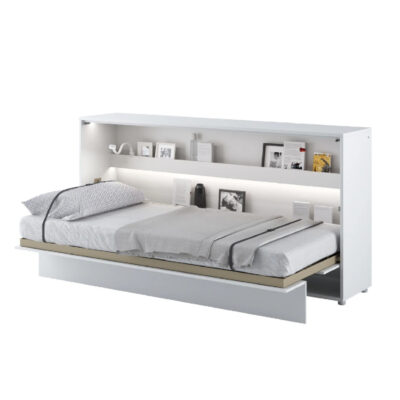 Cadillac Horizontal Wall High Gloss Single Bed In White