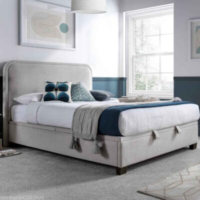 Casper Fabric Ottoman Storage Super King Size Bed In Maskat Clay
