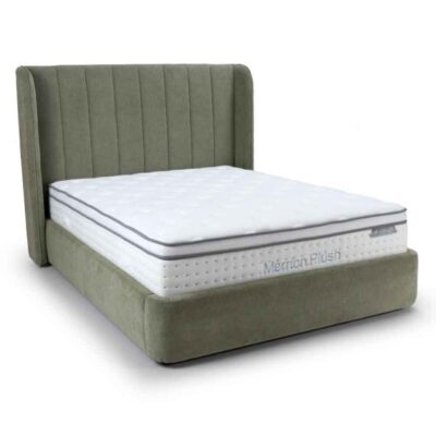 Figaro Fabric Ottoman Storage Super King Bed in Green