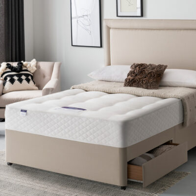 Silentnight Ortho Dream Star Miracoil Divan Bed Set, Superking, 4 Drawers, Matching Paris Headboard, Slate Grey