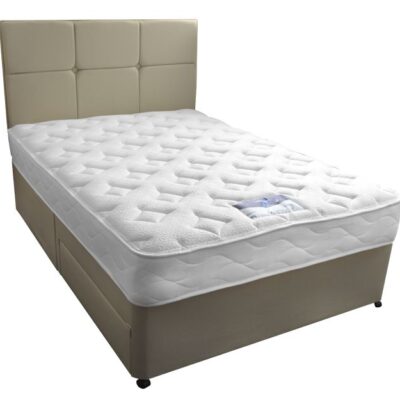Silentnight Moretto Miracoil Divan Bed Set, Double, Half Ottoman + 2 Half Drawers, Matching Castello Headboard, Slate Grey