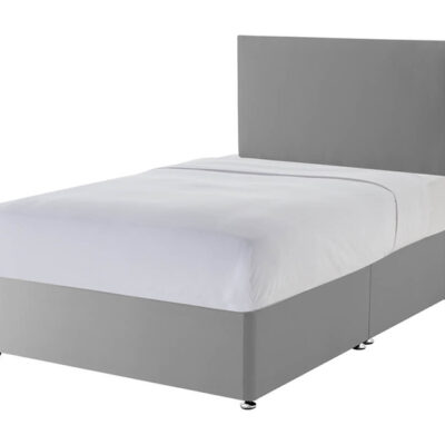 Silentnight Slate Grey Divan Bed, Superking, Full Ottoman Storage, Matching Palermo Headboard